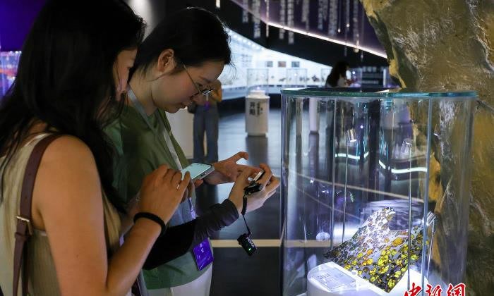海外媒体人在文昌极星陨石博物馆内参观